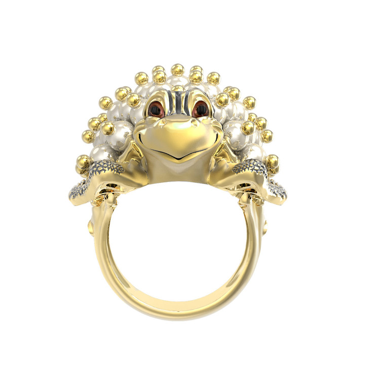 Кольцо из лимонного золота c эмаль и жемчугом