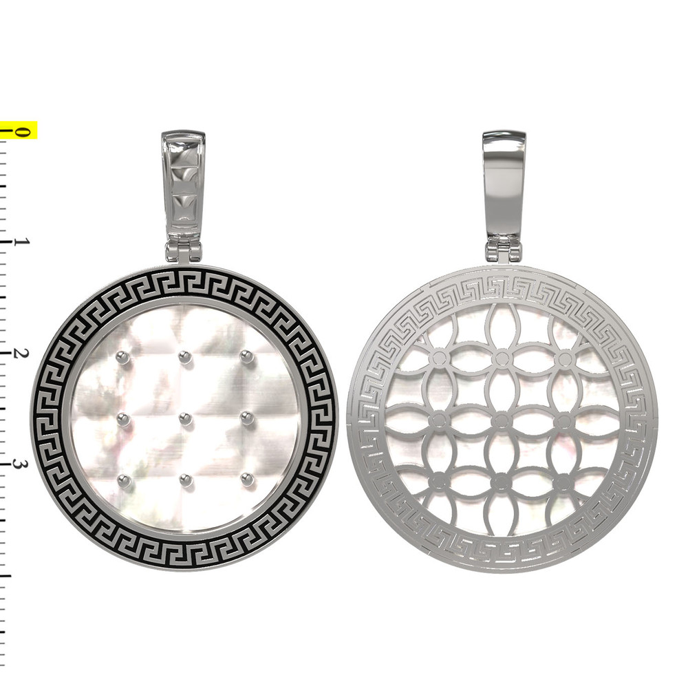 Подвеска из белого золота c эмаль и перламутром