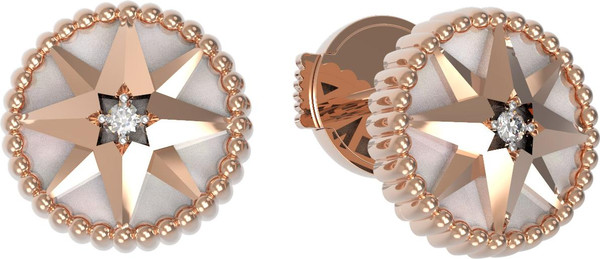 Серьги из золота c фианитом и перламутром