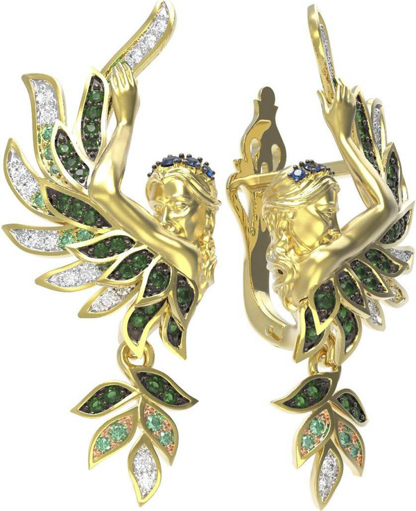 Серьги из лимонного золота c фианитом