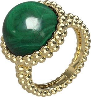 Кольцо из лимонного золота c малахитом