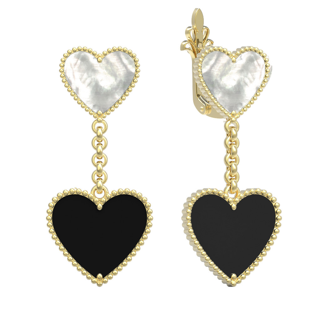 Серьги из лимонного золота c ониксом и перламутром