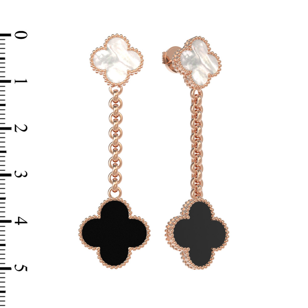 Серьги из золота c ониксом и перламутром