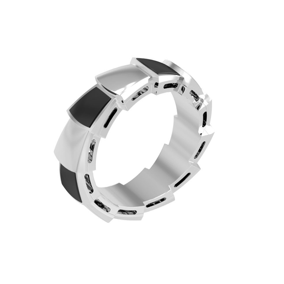 Кольцо из белого золота c ониксом