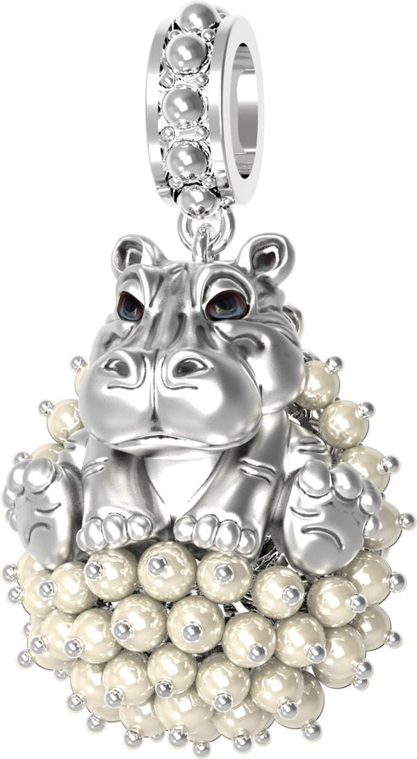 Подвеска из белого золота c эмаль и жемчугом