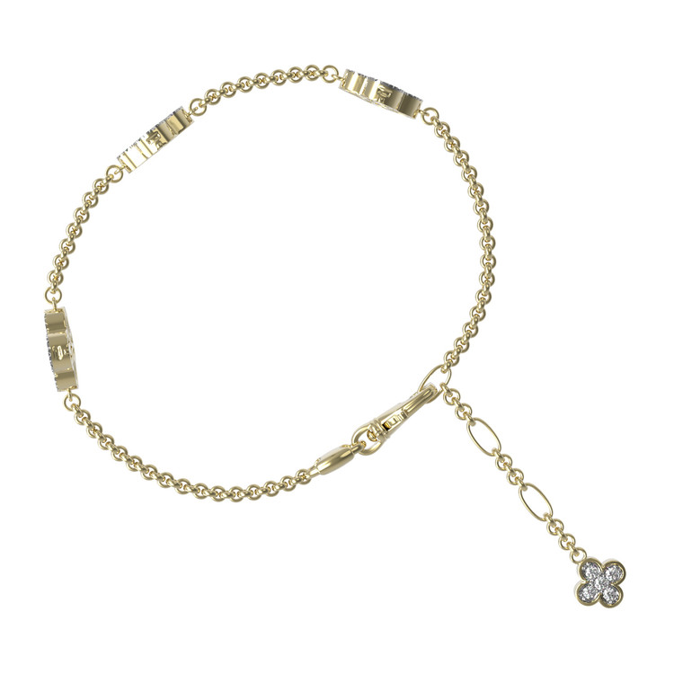 Браслет из лимонного золота c бриллиантами, ониксом и перламутром