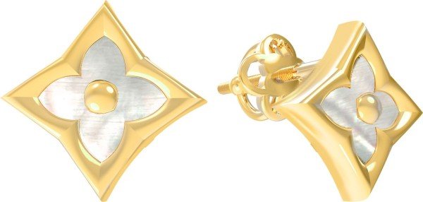 Серьги из лимонного золота c перламутром