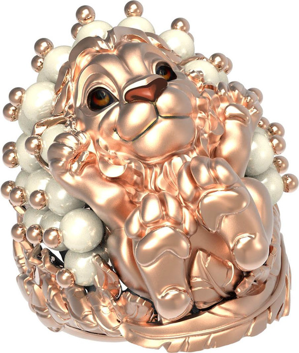 Кольцо из золота c эмаль и жемчугом