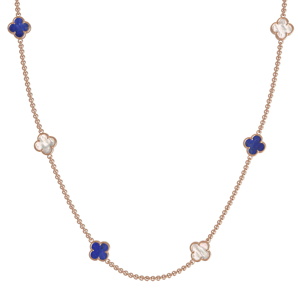 Колье из золота c лазуритом и перламутром