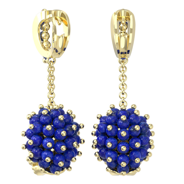 Серьги из лимонного золота c эмаль и лазуритом