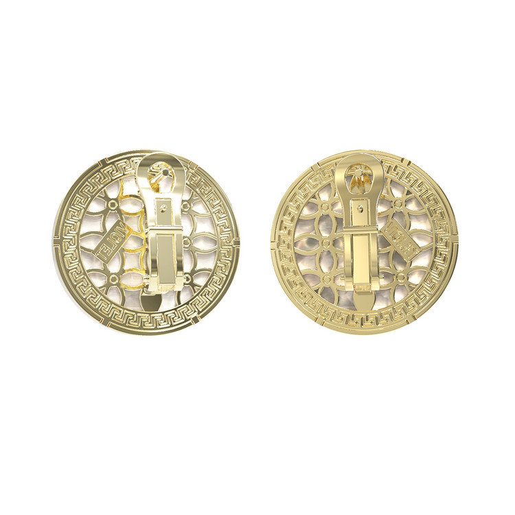 Серьги из лимонного золота c эмаль и перламутром