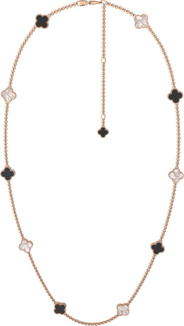 Колье из золота c ониксом и перламутром