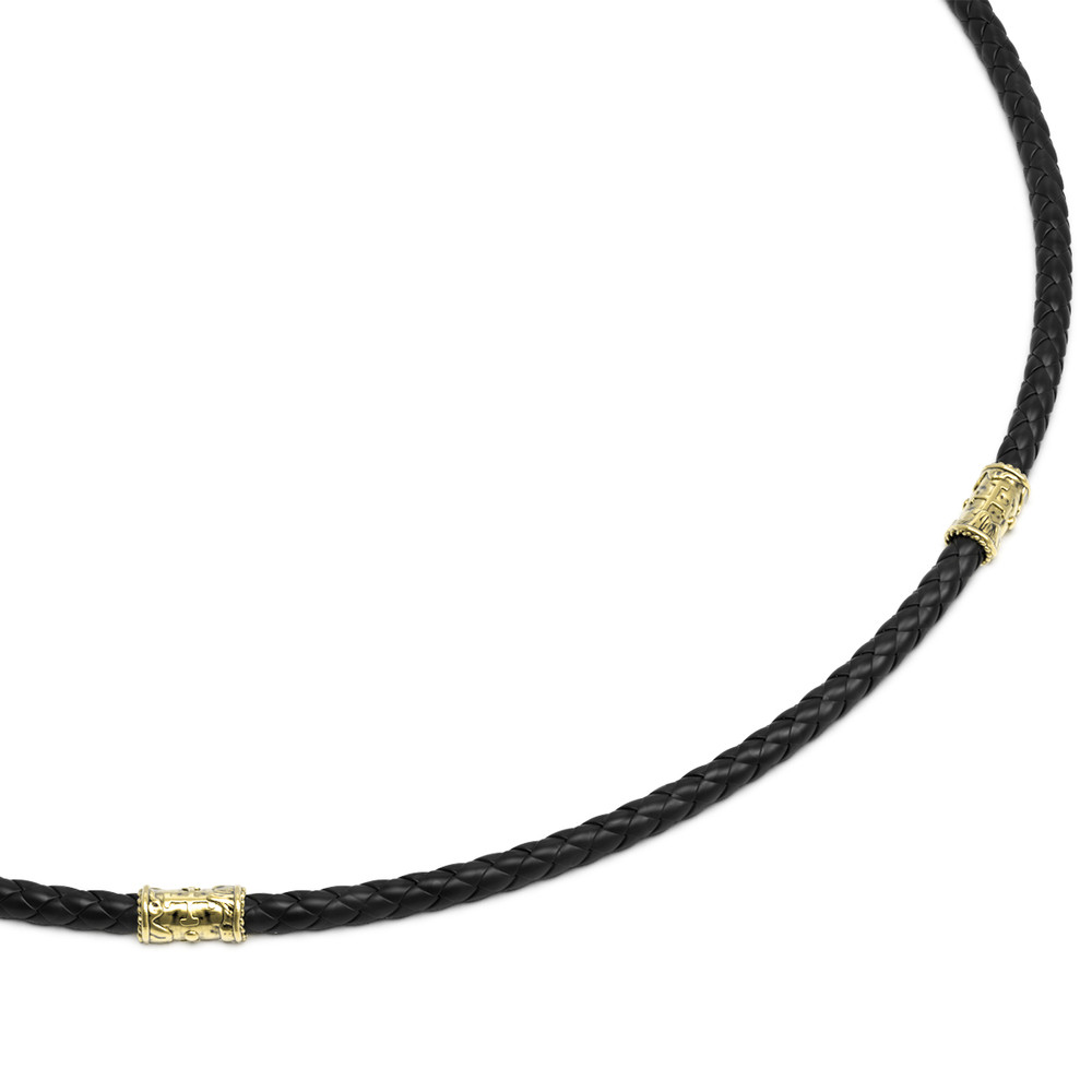 Шнурок кожаный из лимонного золота c кожаным шнурком