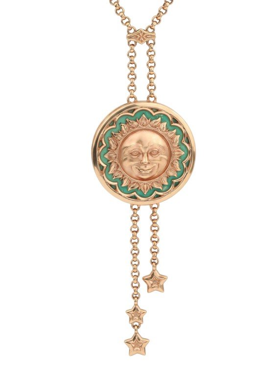 Колье из золота c бирюзой и лазуритом