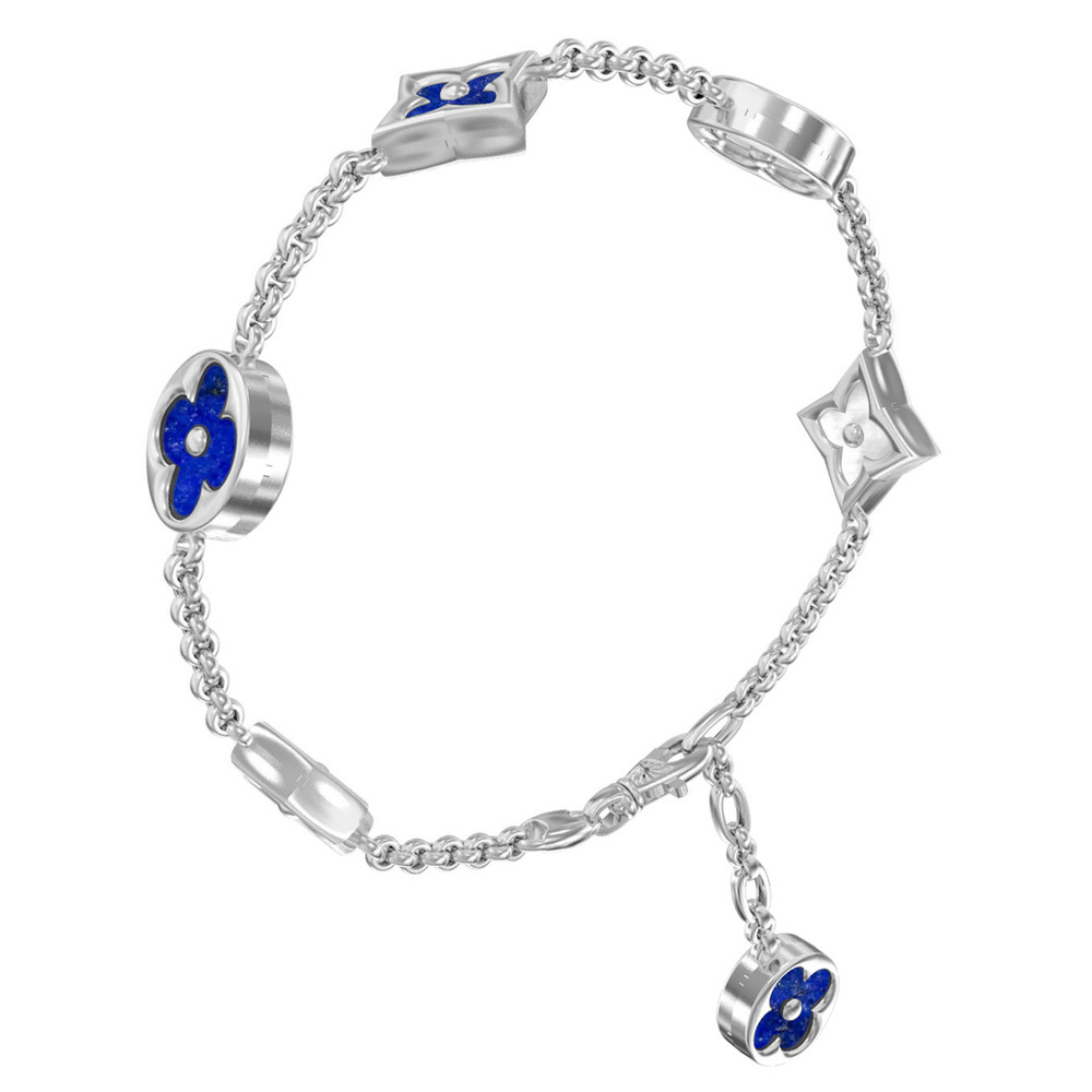 Браслет из белого золота c лазуритом и перламутром