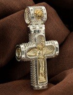 Крест из серебра 925 пробы и золота 585 пробы