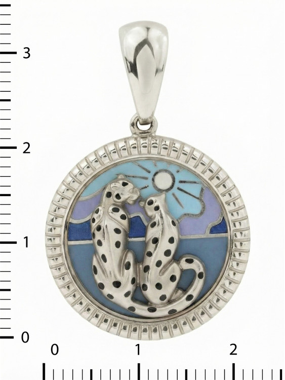 Подвеска из белого золота c эмаль