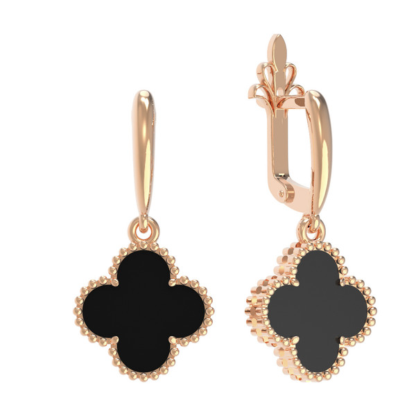 Серьги из золота c ониксом