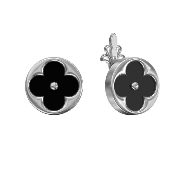 Серьги из белого золота c ониксом