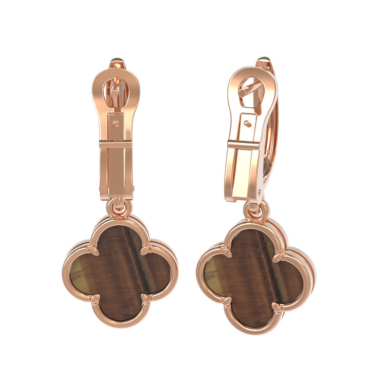 Серьги из золота c тигровым глазом