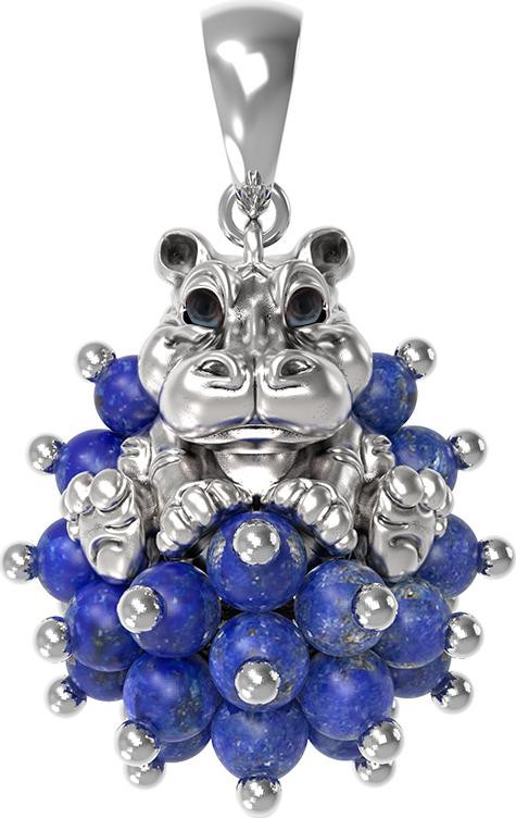 Подвеска из белого золота c эмаль и лазуритом