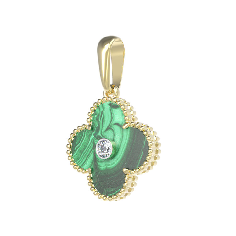 Подвеска из лимонного золота c бриллиантами и малахитом