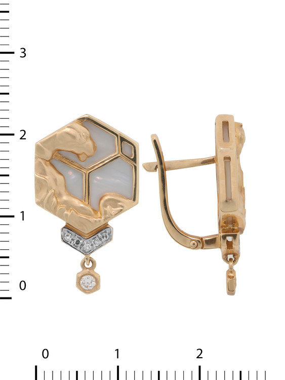 Серьги из золота c бриллиантами и перламутром