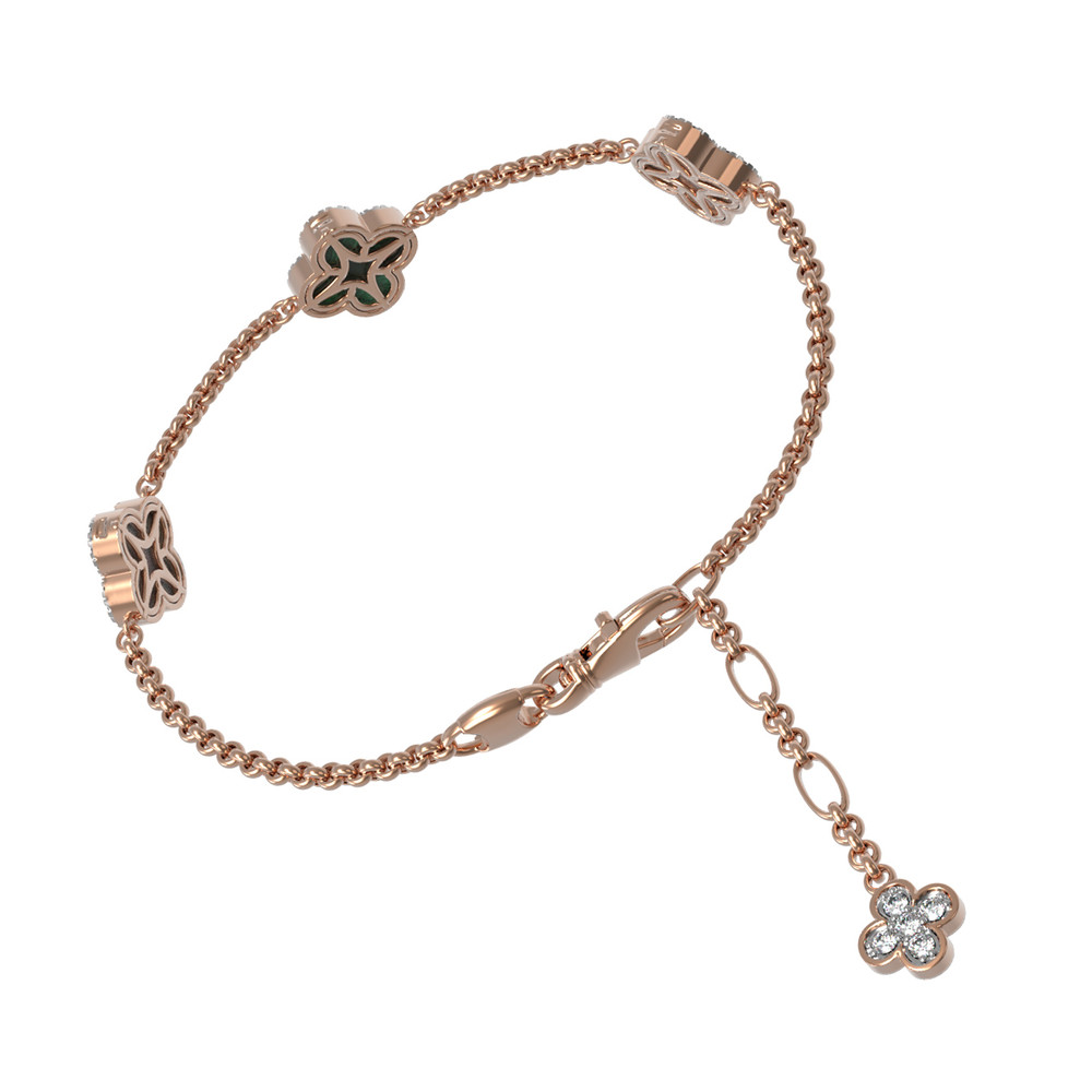 Браслет из золота c бриллиантами, малахитом и перламутром