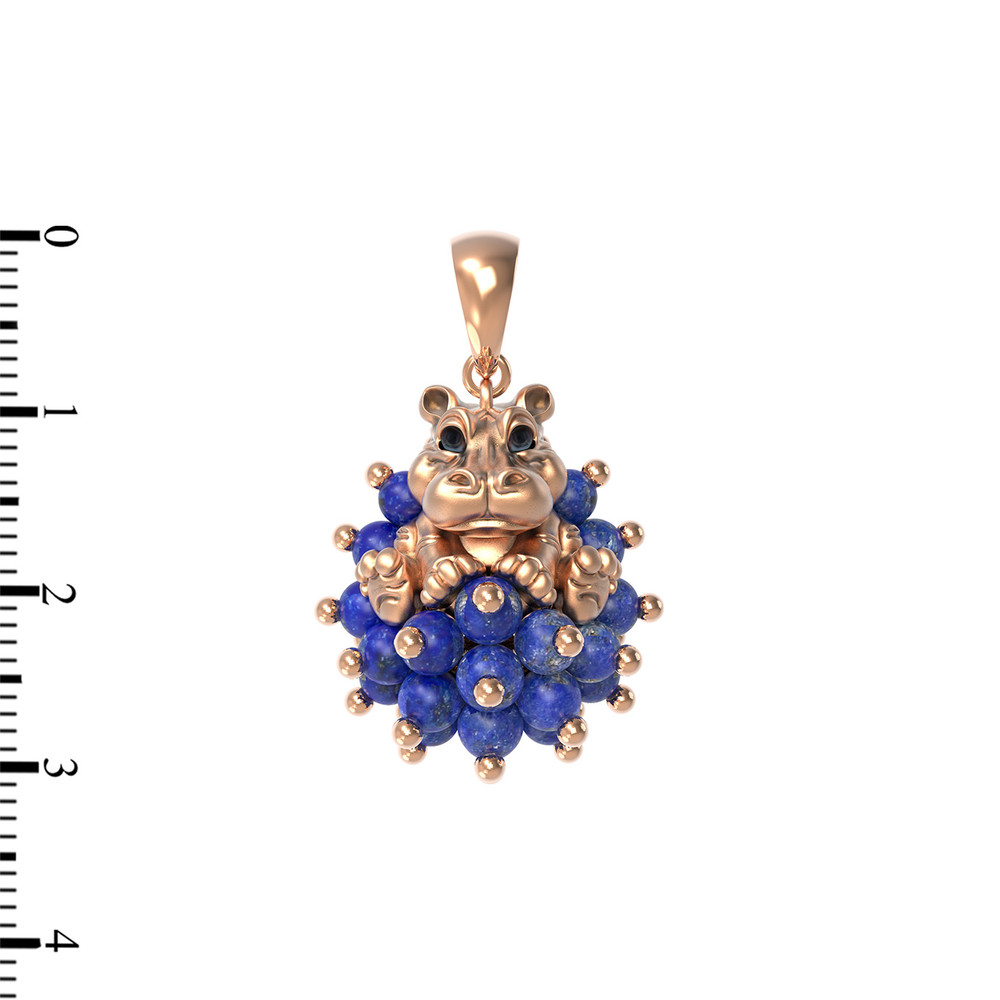 Подвеска из золота c эмаль и лазуритом