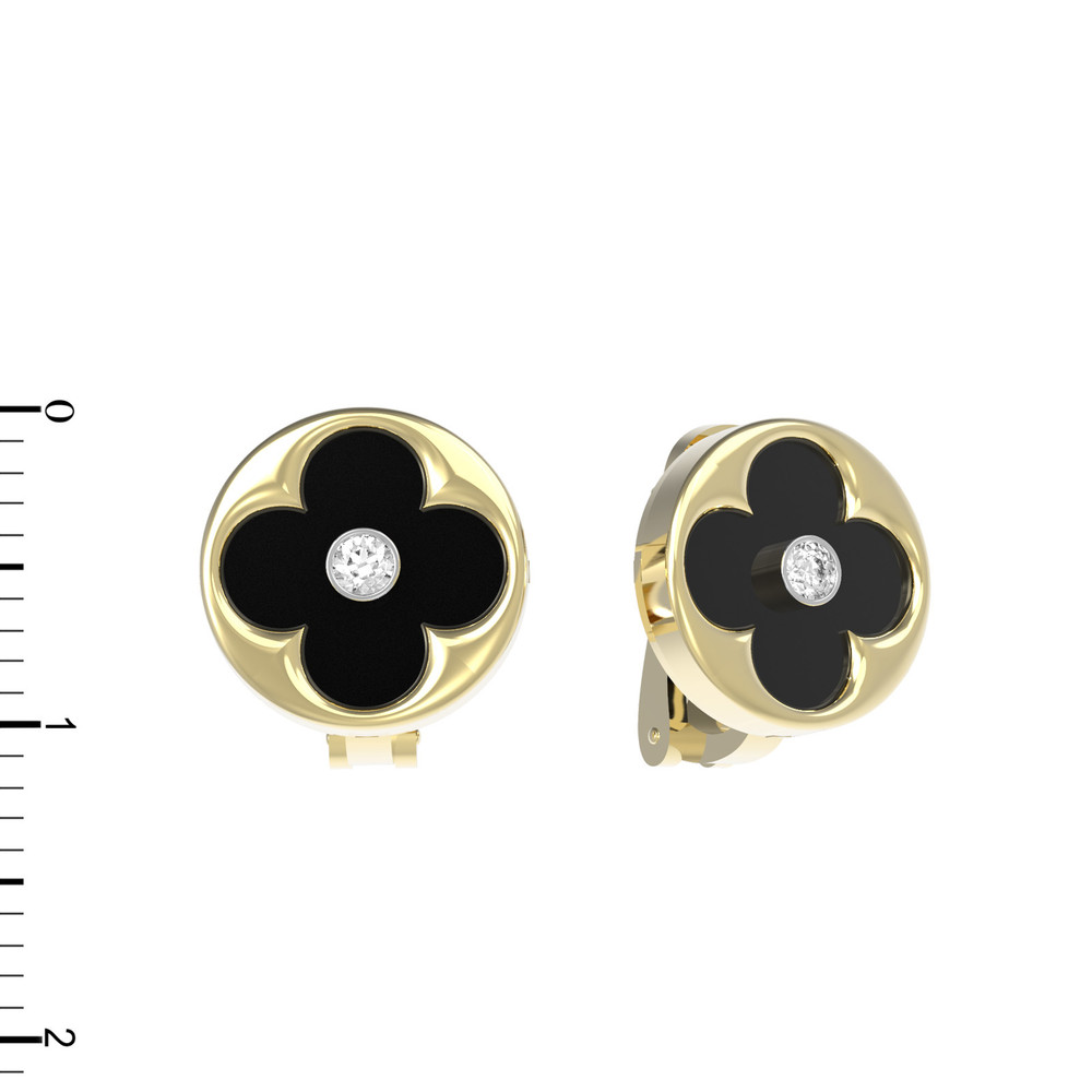 Серьги из лимонного золота c бриллиантами и ониксом