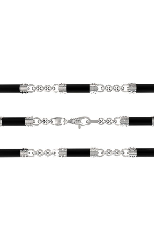 Цепь из белого золота 585 пробы c ониксом