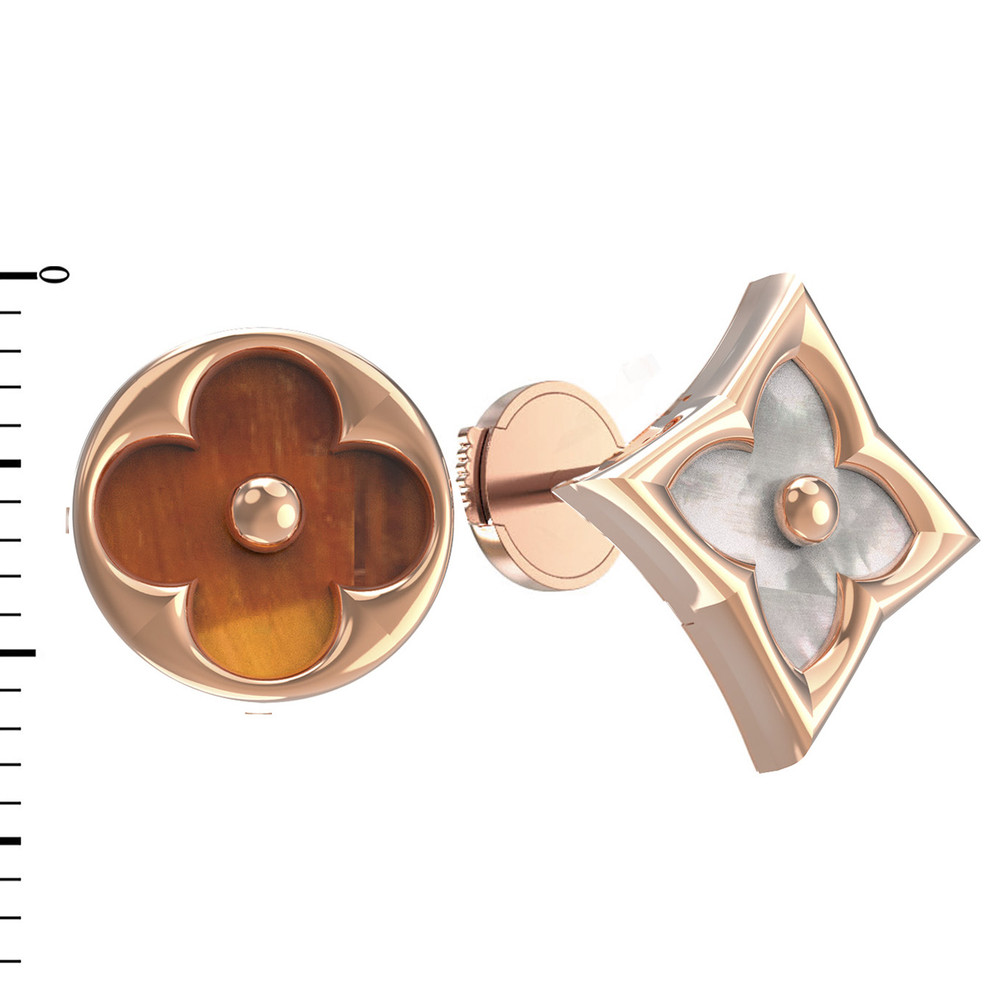 Серьги из золота c тигровым глазом и перламутром