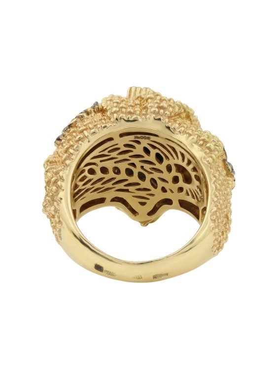 Кольцо из лимонного золота c эмаль и янтарём