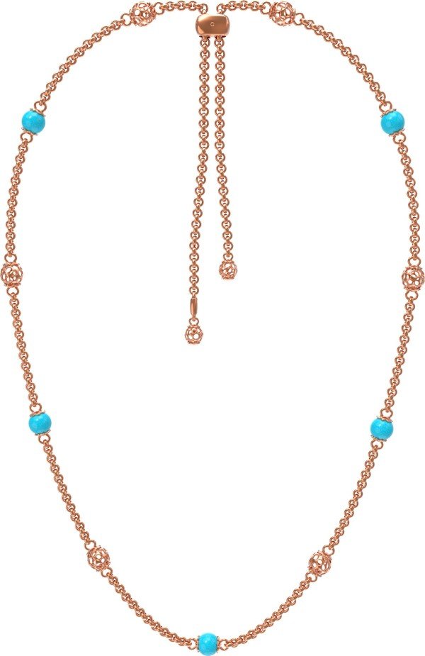 Колье из золота 585 пробы c бирюзой