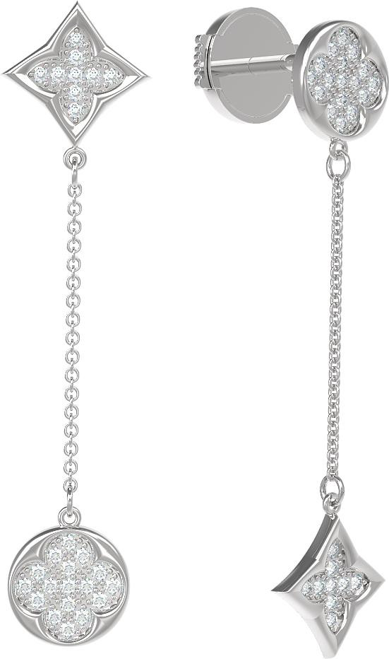 Серьги из белого золота c бриллиантами