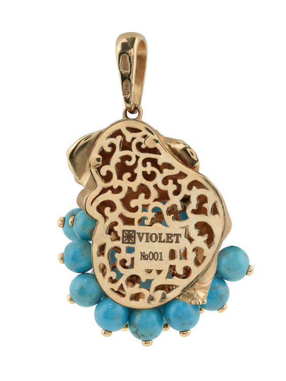Подвеска из золота c эмаль и бирюзой