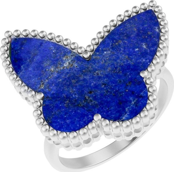 Кольцо из белого золота 585 пробы c лазуритом