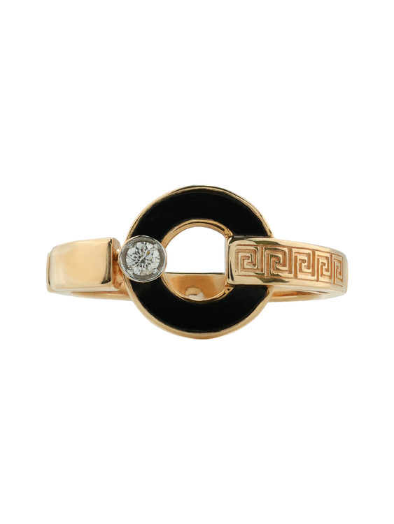 Кольцо из золота c бриллиантами и ониксом