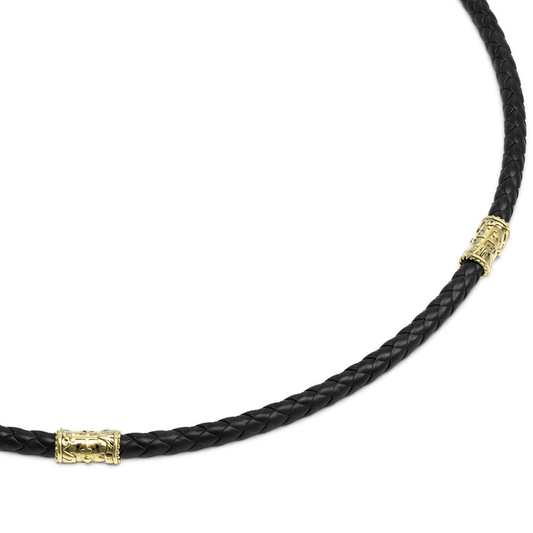 Шнурок кожаный из лимонного золота c кожаным шнурком