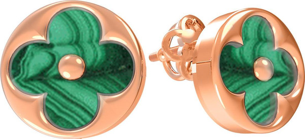 Серьги из золота c малахитом