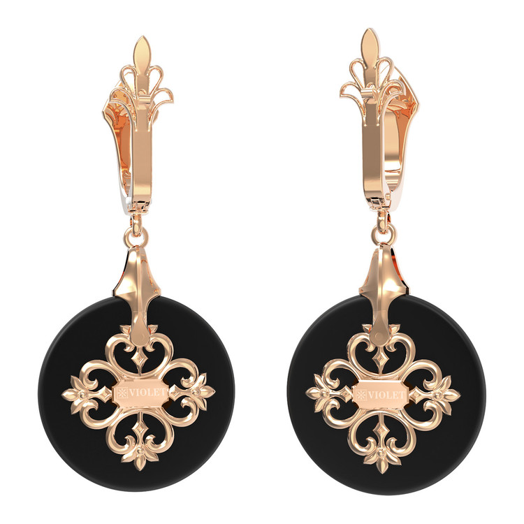 Серьги из золота c ониксом