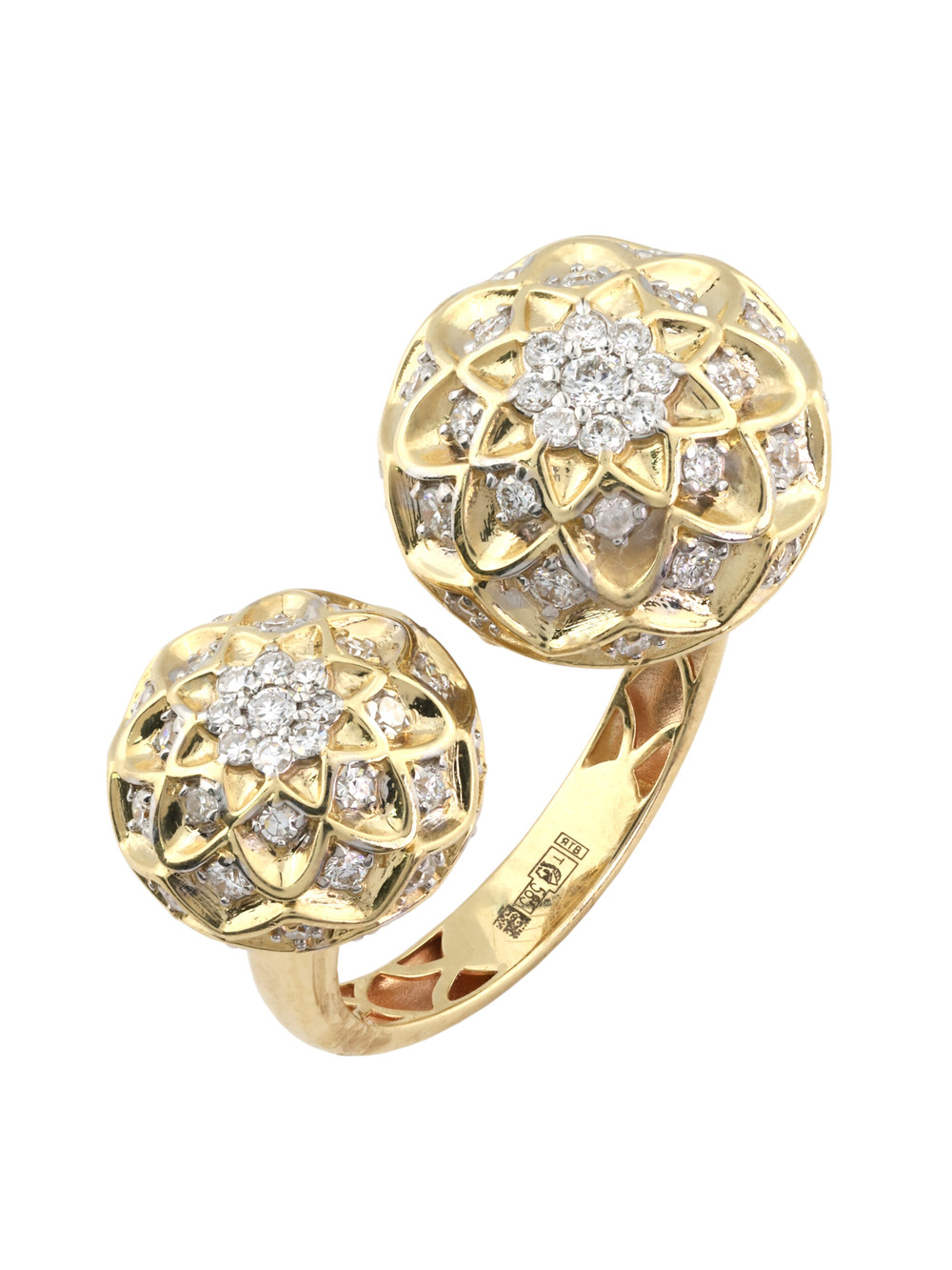 Кольцо из лимонного золота c бриллиантами