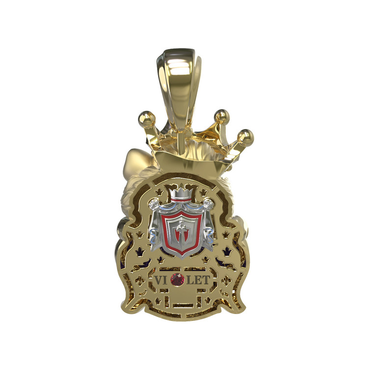 Подвеска из лимонного золота c эмаль , бриллиантами и рубином