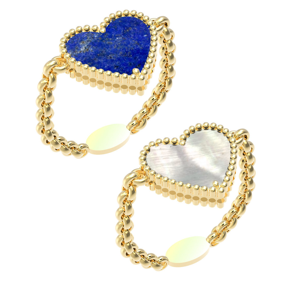 Кольцо из лимонного золота c лазуритом и перламутром