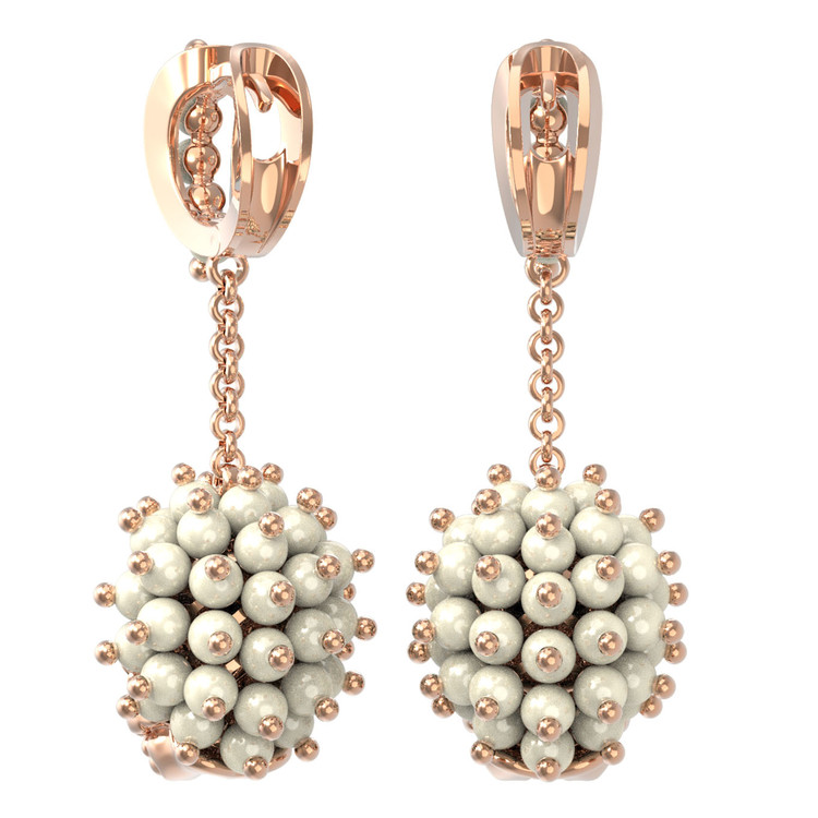 Серьги из золота c эмаль и жемчугом