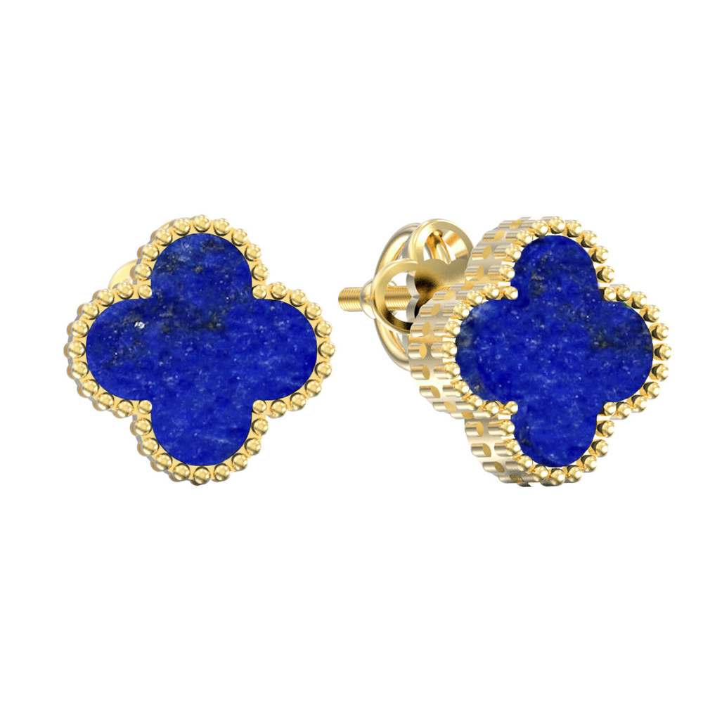 Серьги из лимонного золота c лазуритом
