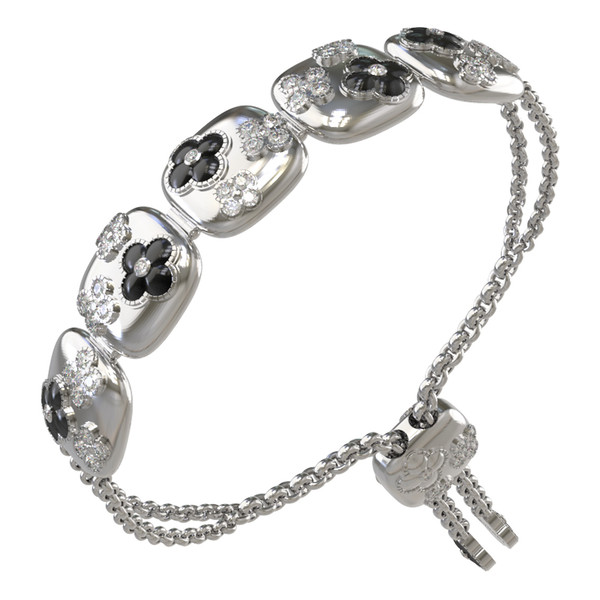 Браслет из белого золота c бриллиантами и ониксом