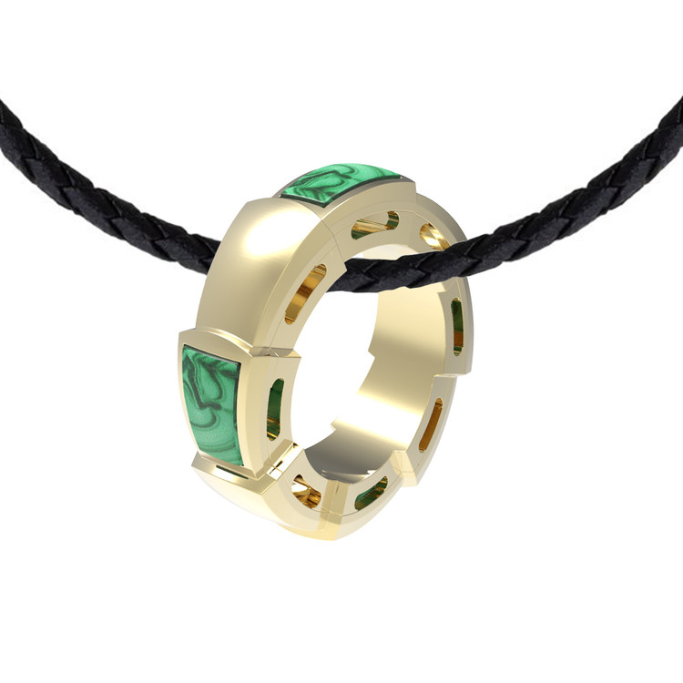 Подвеска из лимонного золота c малахитом