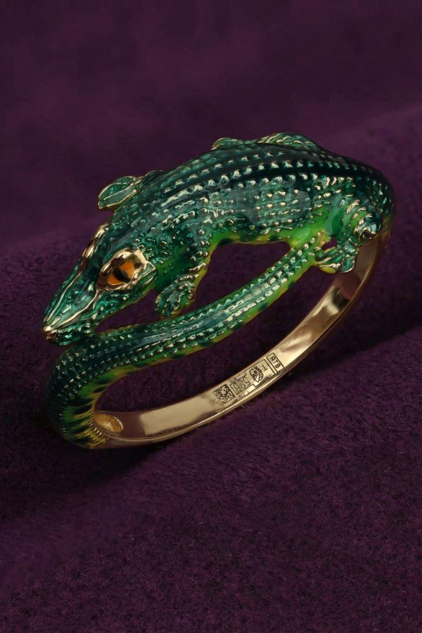 Кольцо из лимонного золота 585 пробы c эмалью