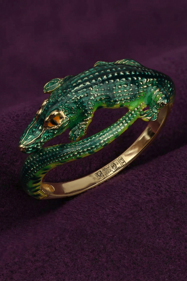 Кольцо из лимонного золота c эмаль